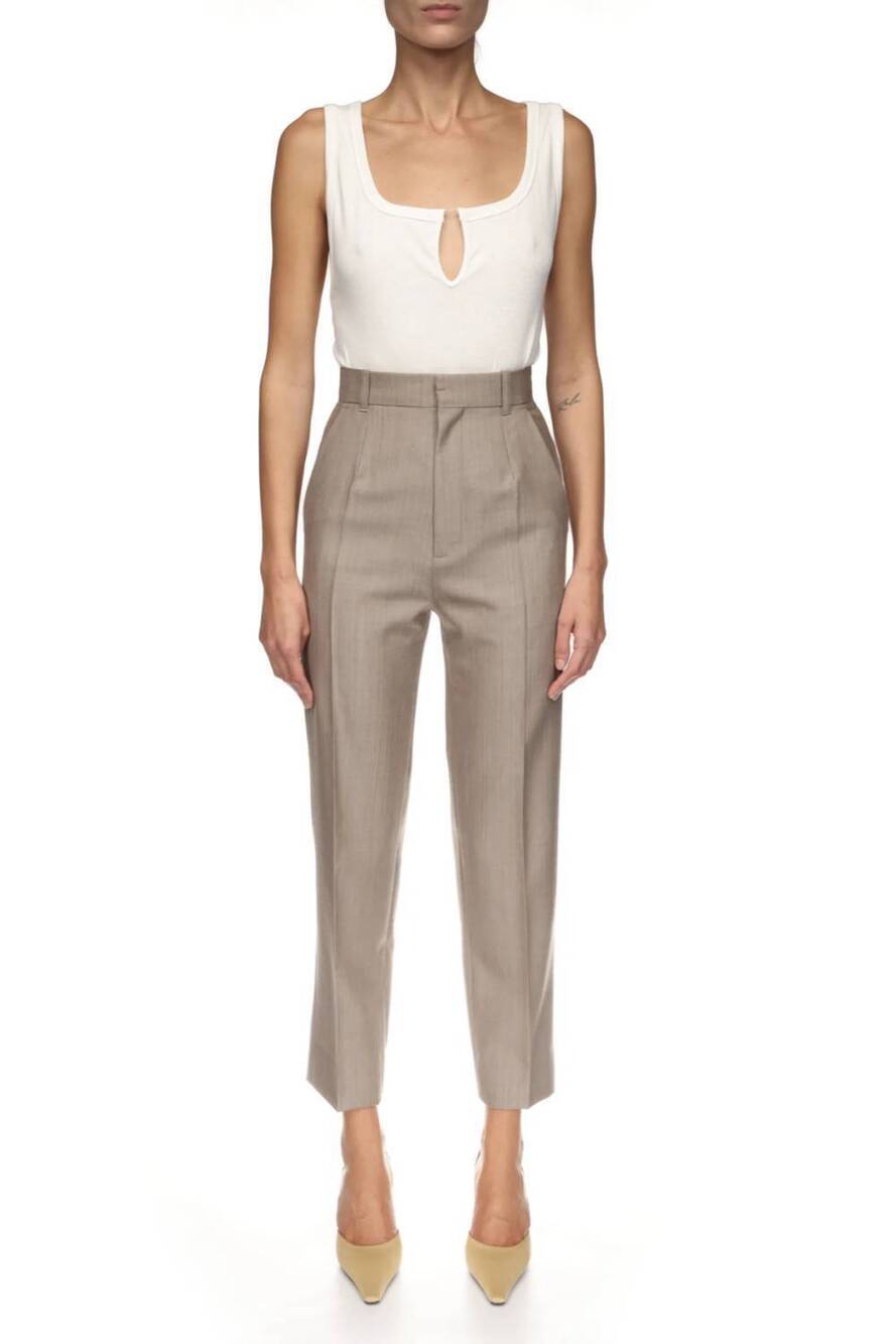 NEW VICTORIA BECKHAM high waisted 3/4 trouser in limestone